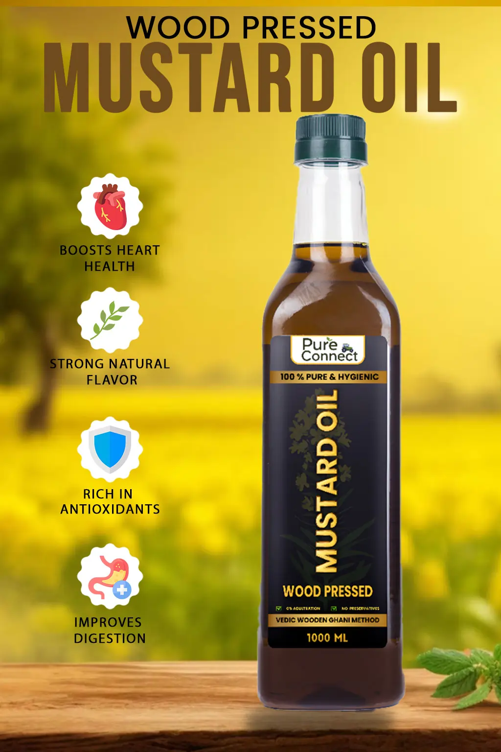 Wood Pressed Mustrad Oil Pure Connect